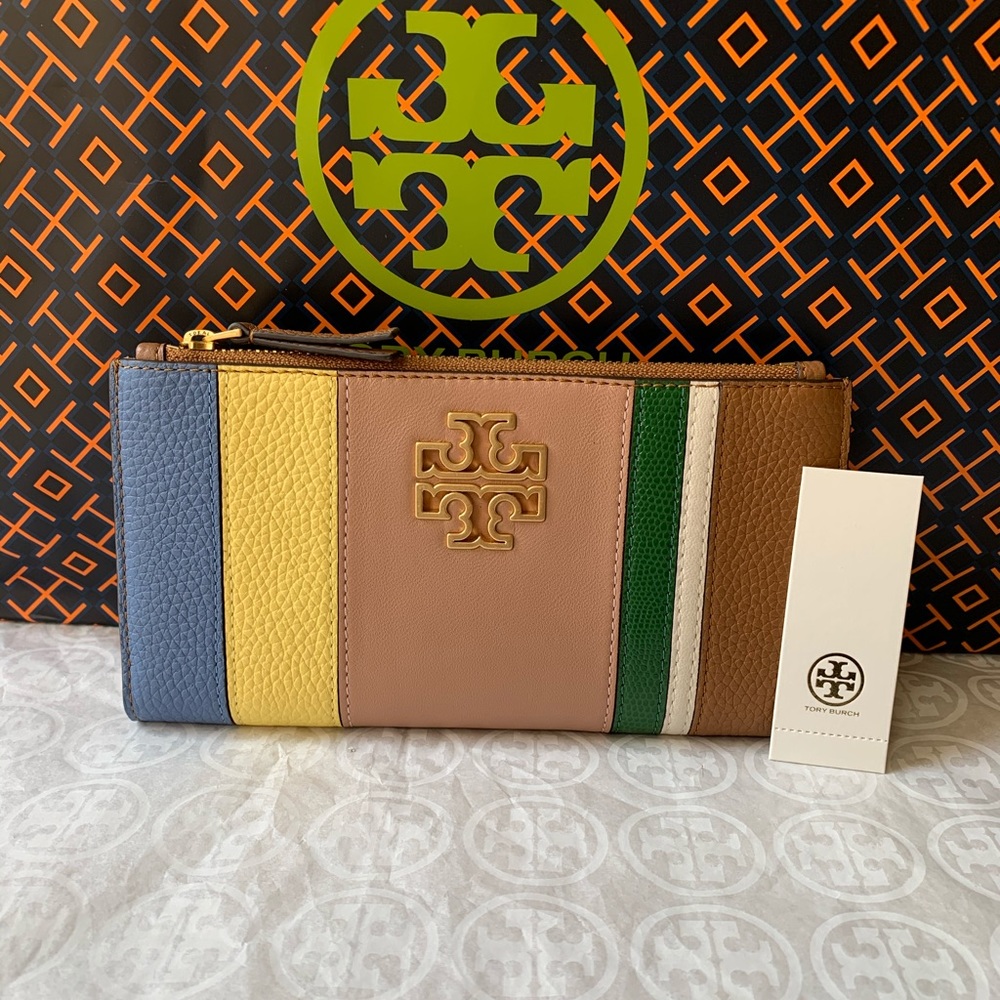 Tory Burch Britten Stripe Slim Envelope Wallet